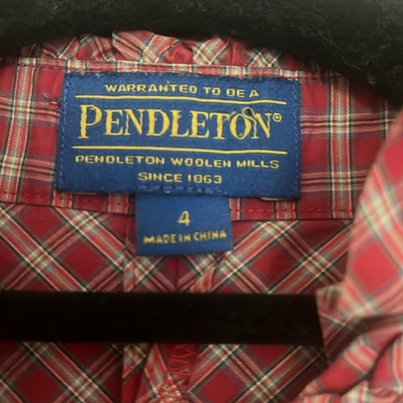 Pendleton Tartan Tidings Plaid Ruffle Collar Button Up Shirt Size 4 - Picture 3 of 9